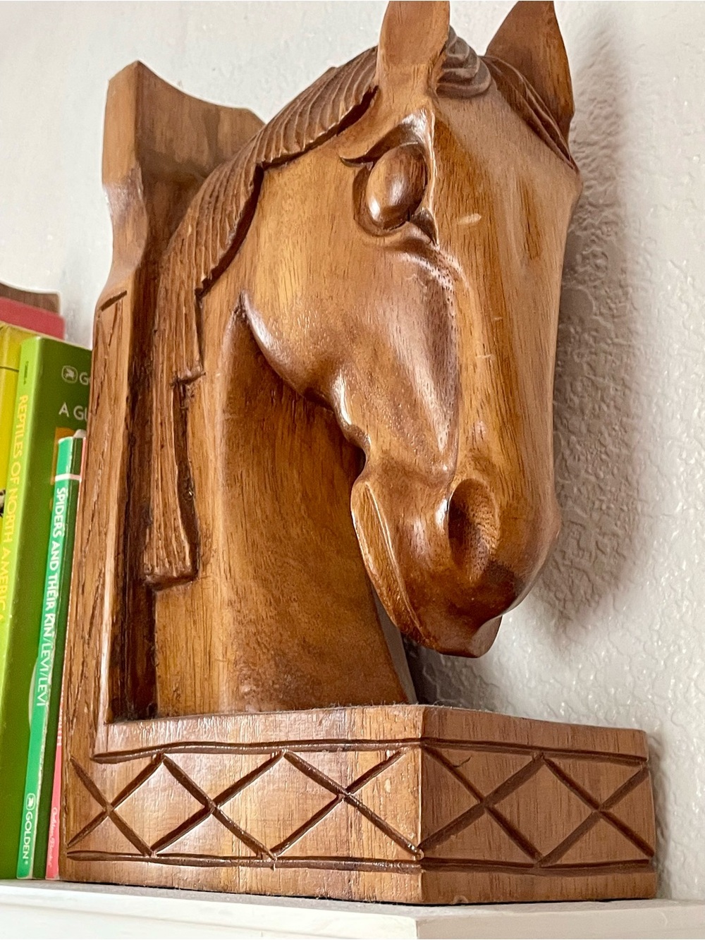 Vintage Wooden Horse Head Bookends